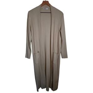 STATESIDE Ribbed Knit open front long line quiet luxury coastal cardigan L